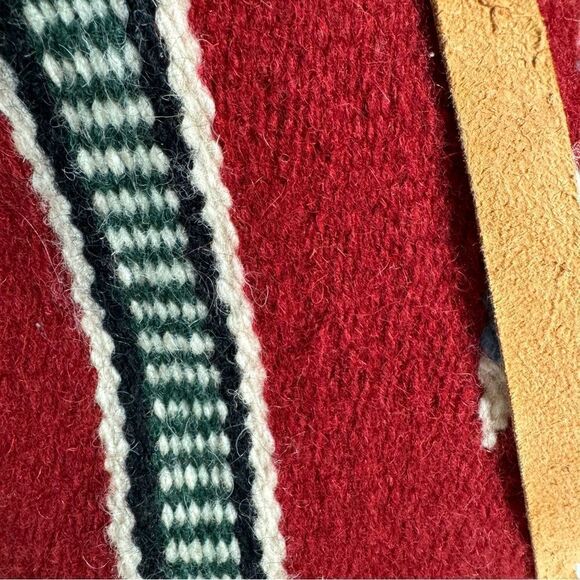 Vintage red wool kilim southwestern large carryall carpet tote bag - Picture 4 of 14